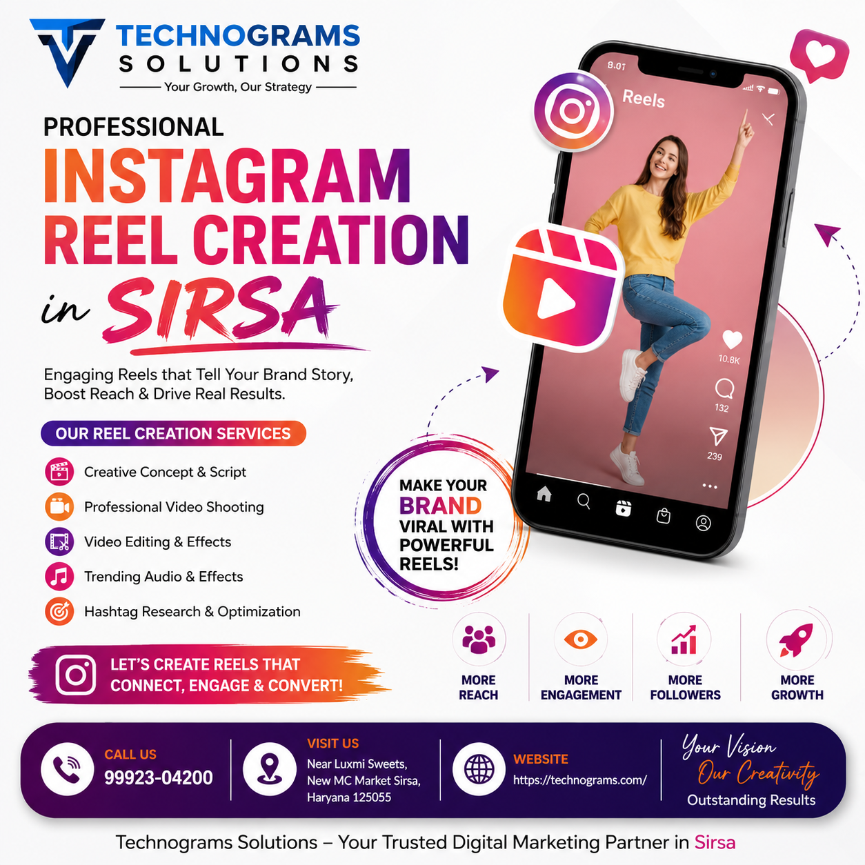 Instagram Reels Creation in Sirsa – Enhance Your Business with Professional Instagram Reels by Technograms Solutions